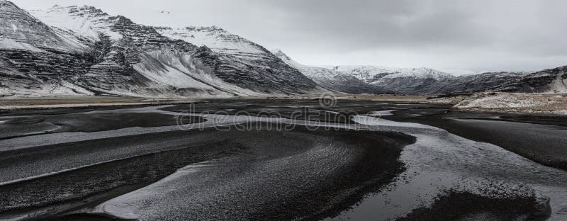 Beautiful panoramic winter landscape view of Iceland