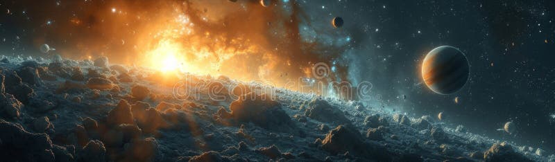 Beautiful photos of space with planets of the solar system royalty free stock images