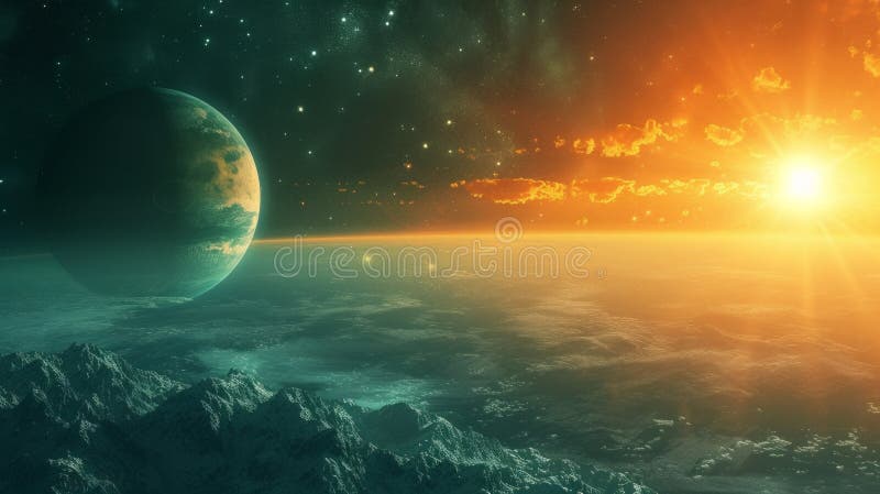 Beautiful photos of space with planets of the solar system stock photo