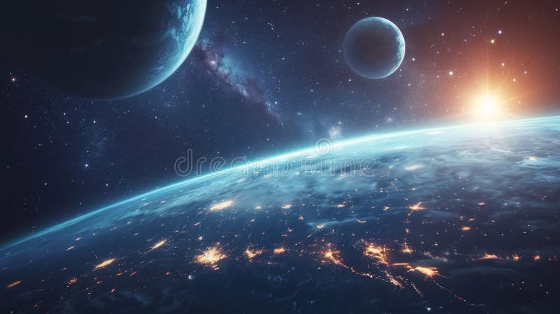 Beautiful photos of space with planets of the solar system royalty free stock images