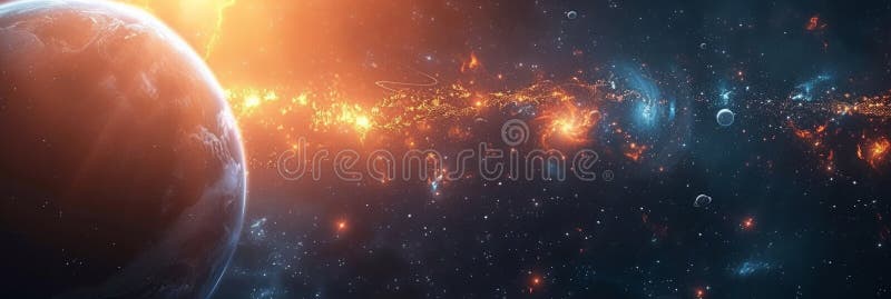 Beautiful photos of space with planets of the solar system stock images