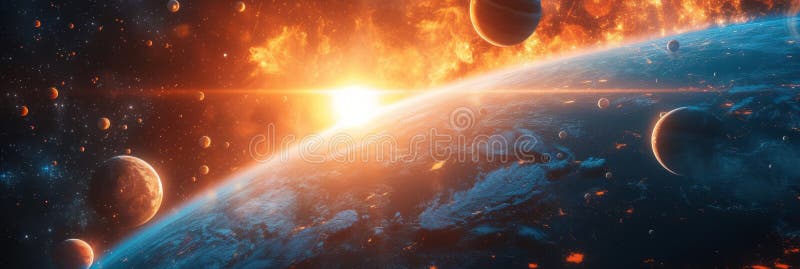 Beautiful photos of space with planets of the solar system stock photography