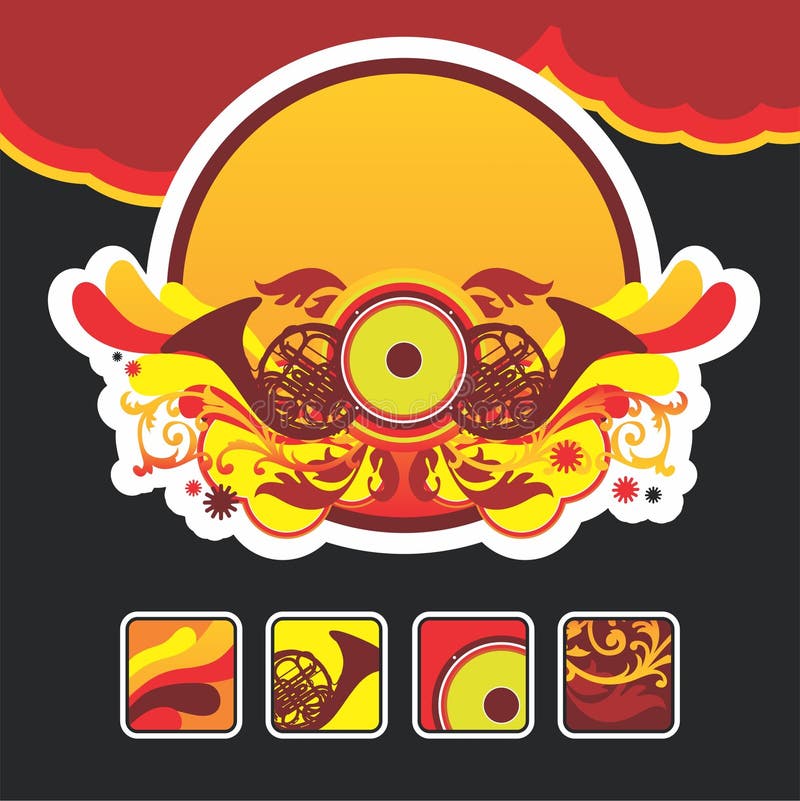 Beautiful piece of music and icons stock illustration