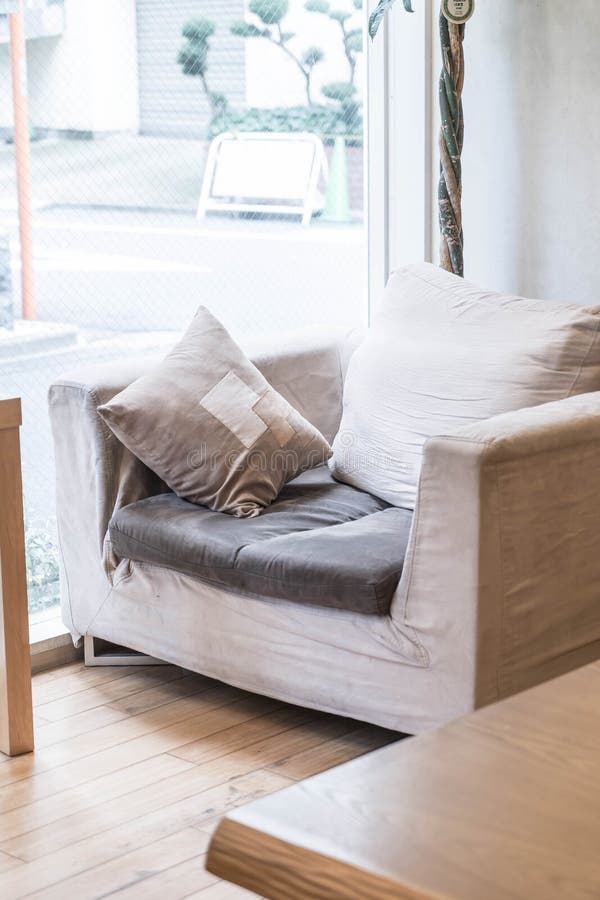 Beautiful Pillow on Sofa Decoration in Living Room Stock Photo Image