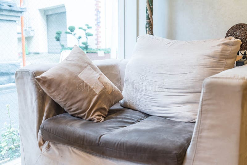 Beautiful Pillow on Sofa Decoration in Living Room Stock Image Image