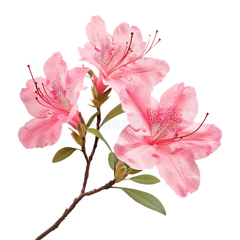 Beautiful Pink Azalea Flowers on White Background vector illustration
