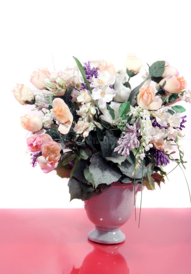 Beautiful Pink Roses, White Orchids and Mixed Flowers Stock Image