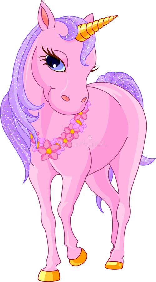 Beautiful Pink Unicorn stock illustration