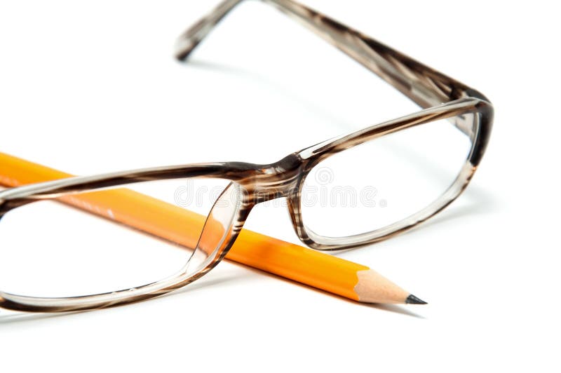 Beautiful Plastic Glasses and a Pencil Stock Photo Image of empty