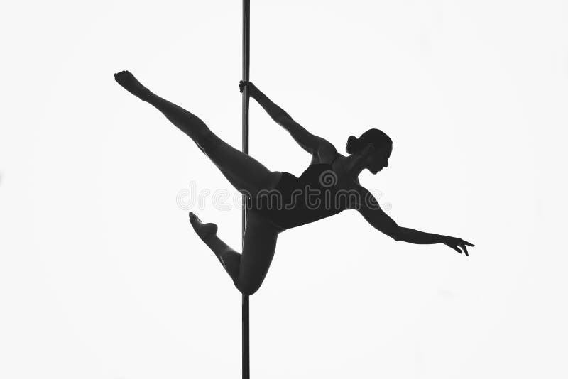 Beautiful pole dancer girl silhouette