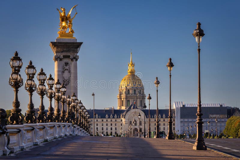 Beautiful Pont Alexandre III Bridge Over the Seine River, Paris. France ...