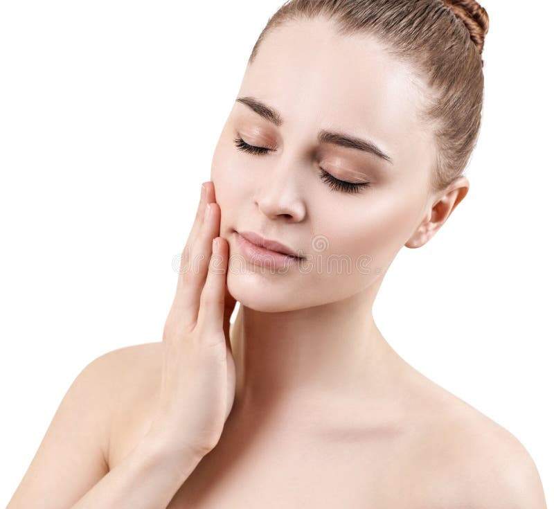 Beautiful portrait of young sensual woman. Skincare concept. royalty free stock image Beautiful portrait of young sensual woman. Skincare concept. royalty free stock image
