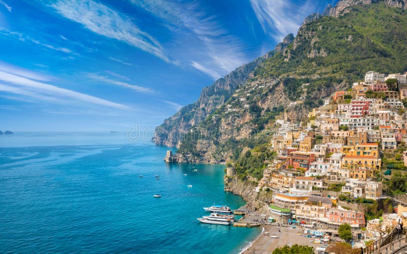 Beautiful Positano, Amalfi Coast in Campania, Italy Stock Image - Image ...