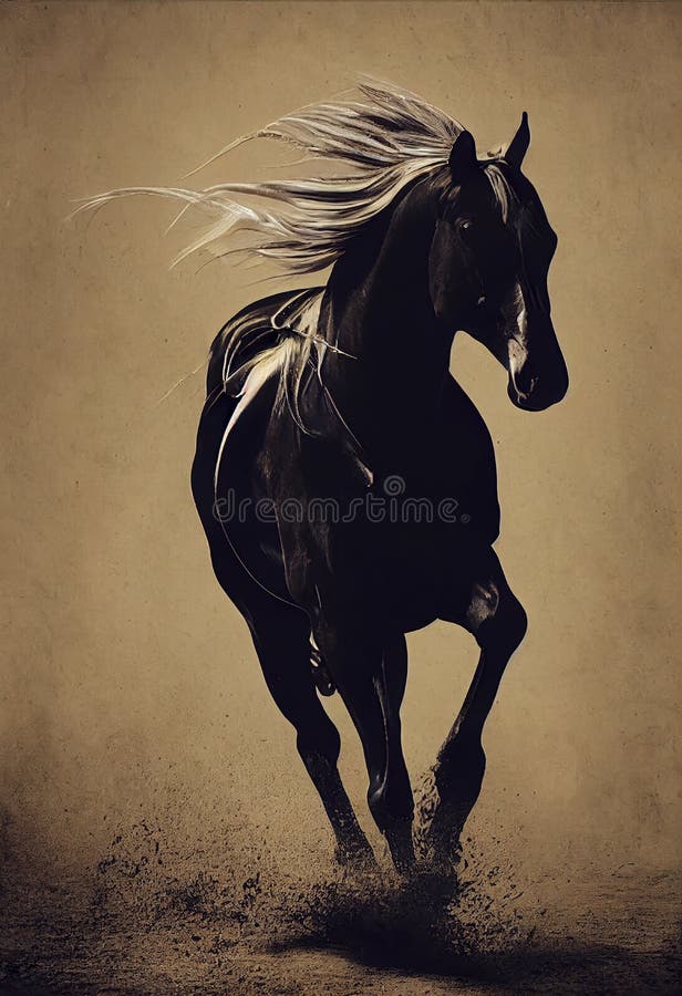 Running Horse Silhouette in a Diffused Light, Photorealistic ...