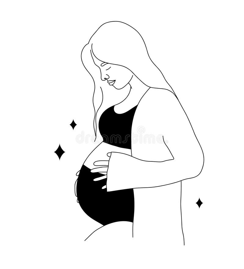 Pregnant woman seamless pattern. Mother pregnancy modern vector