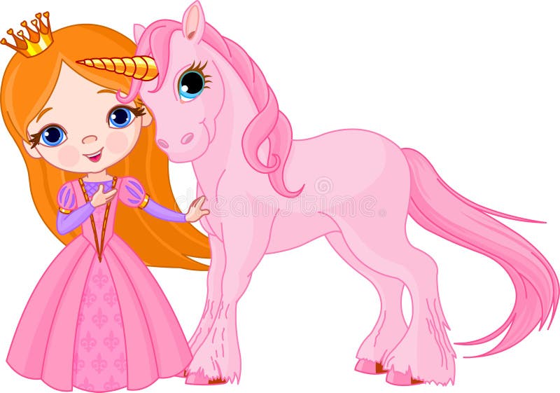 Beautiful princess and unicorn royalty free illustration