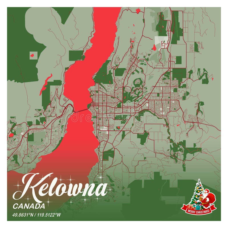 Kelowna Canada Christmas City Map Stock Illustration Illustration