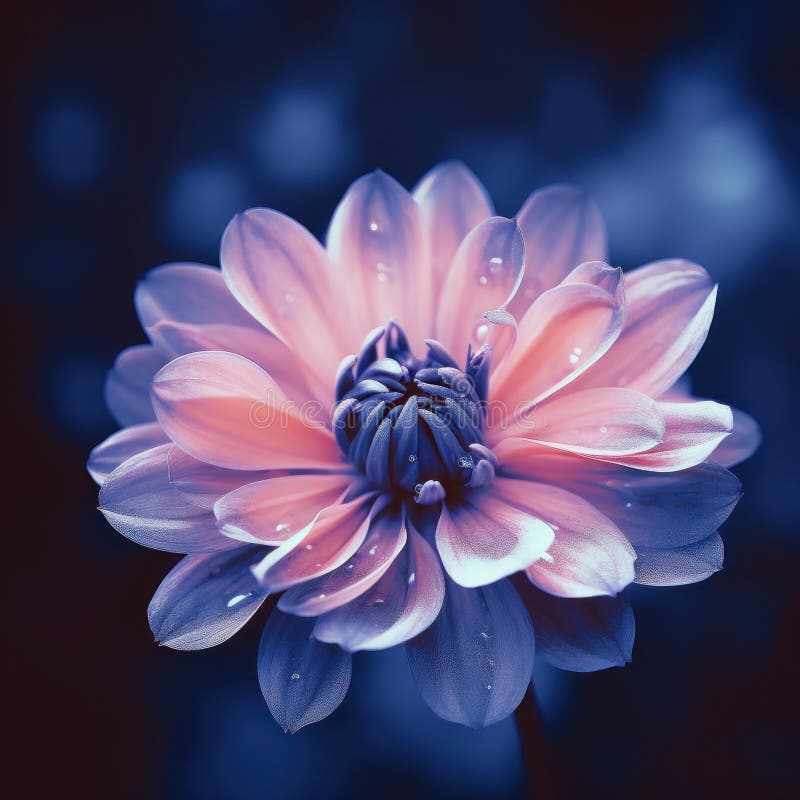 A Beautiful Purple Flower with Water Droplets on it, AI Stock