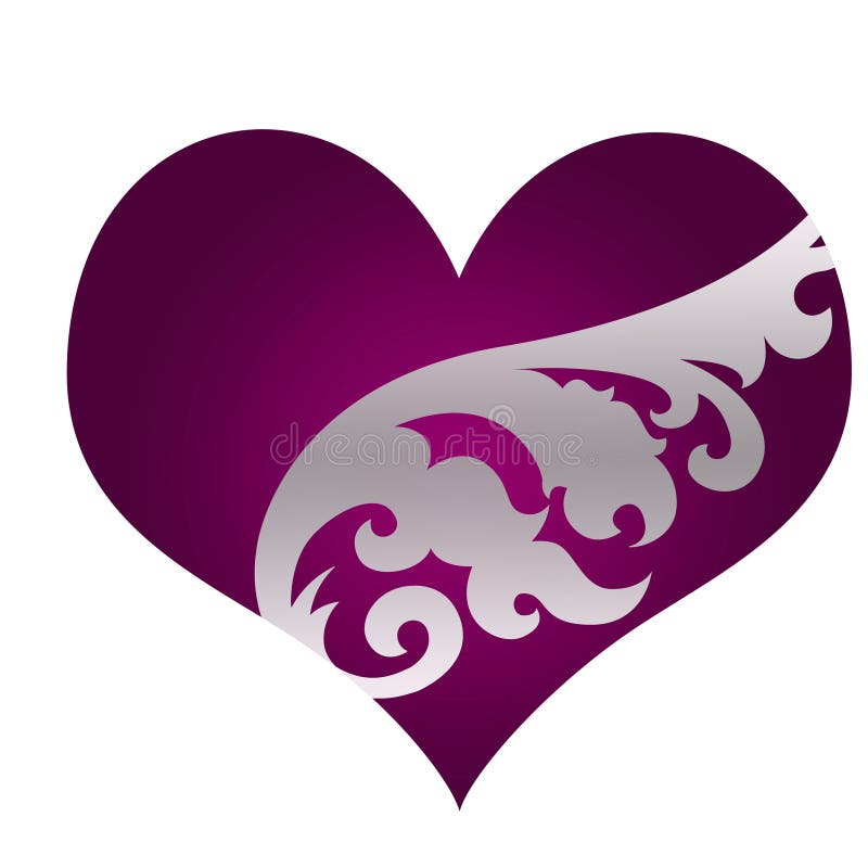 Beautiful Purple Heart with Ornament Stock Illustration Illustration of group, marry 12659938