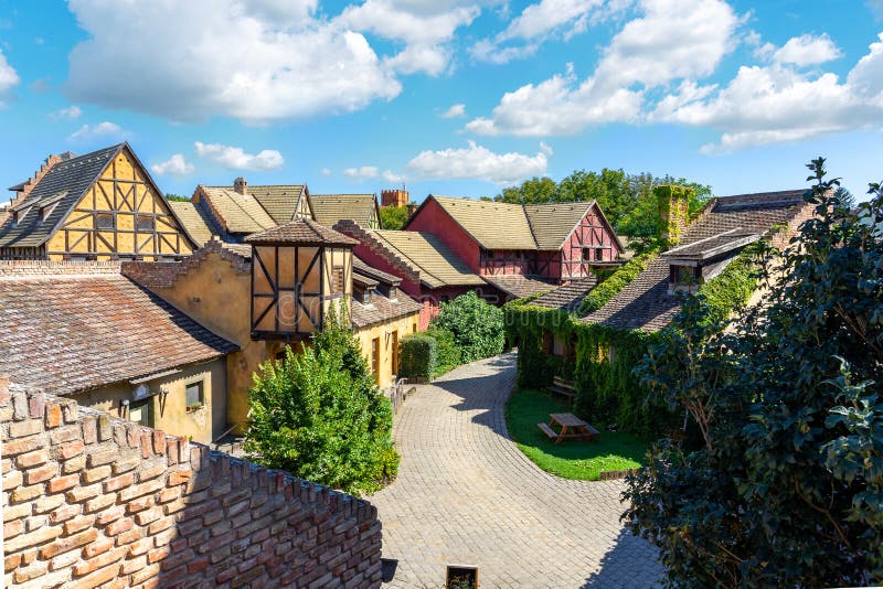 Beautiful rebuilt medieva historical museum village in Hungary