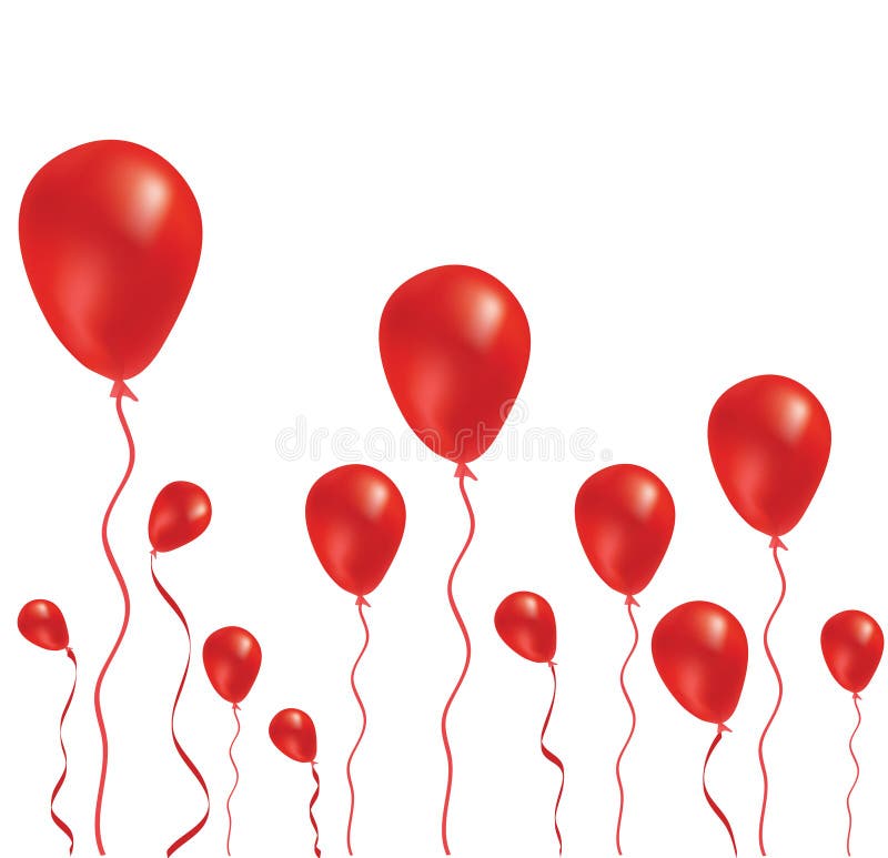 Beautiful Red Balloon in the Air. Stock Vector Illustration of love