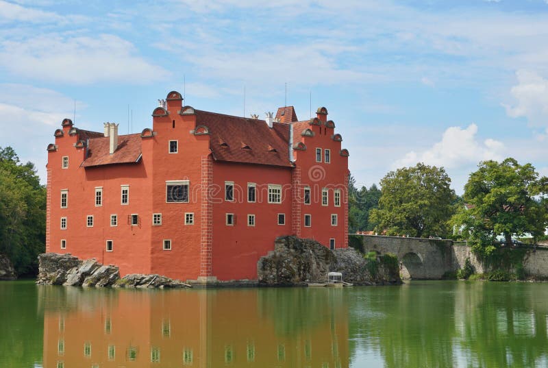 Beautiful red castle Cervena Lhota in the Czech Republic looking like from fairy tale royalty free stock photos Beautiful red castle Cervena Lhota in the Czech Republic looking like from fairy tale royalty free stock photos