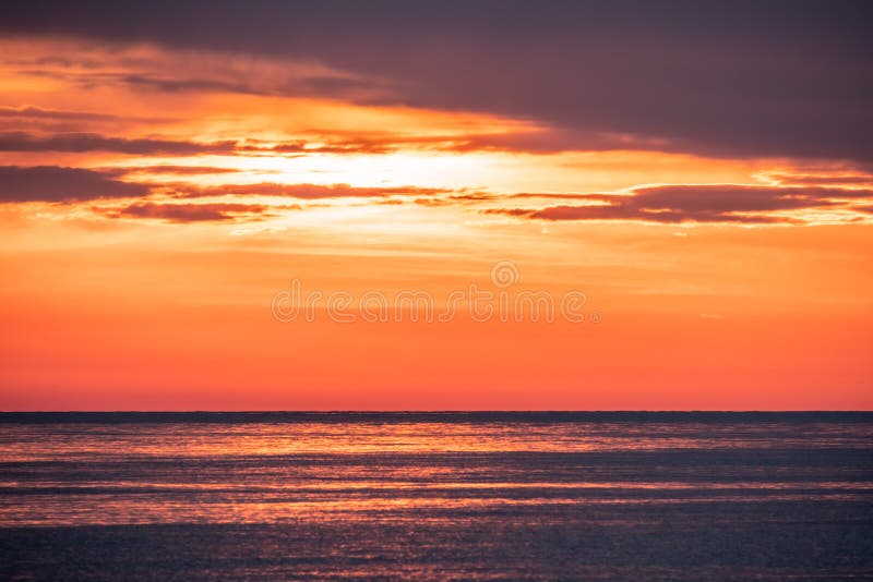 Beautiful Red and Orange Sunset Over the Sea Stock Photo - Image of ...