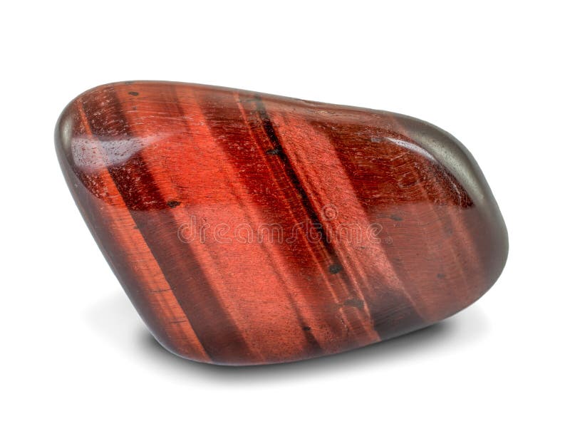 Beautiful Red Tiger`s Eye Gemstone with Iridescent Surface, Isolated on White Background. Rounded Smooth Surface. Stock Photo - Image pebbles, iridescent: 156522146