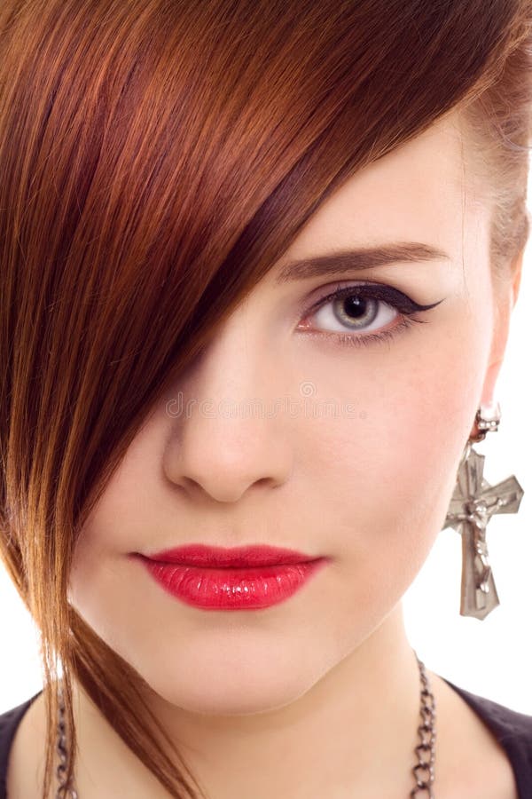 Beautiful redhair woman close up style portrait