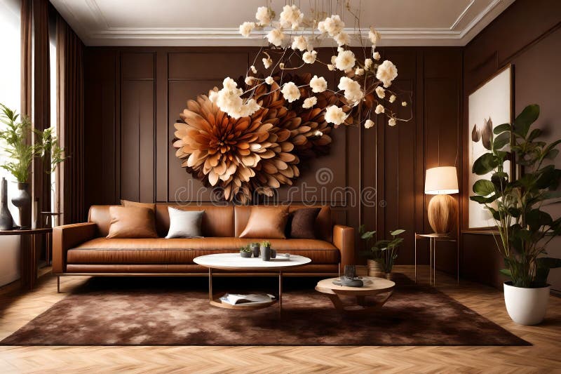 Beautiful and Relaxing Modern Living Room Ai Generated Stock