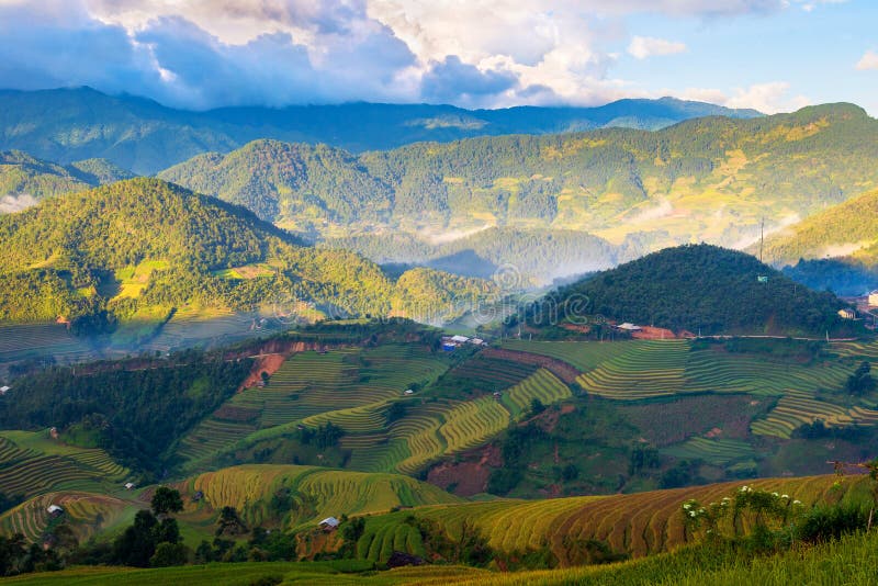 Beautiful mountain range rice terrace when looking from the LA PAN TAN view point  in Mu Cang Chai province  near Sapa, north Vietnam. Beautiful mountain range rice terrace when looking from the LA PAN TAN view point  in Mu Cang Chai province  near Sapa, north Vietnam