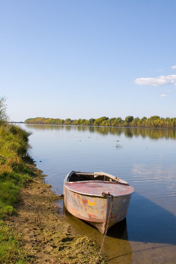 Beautiful river and lonely boat