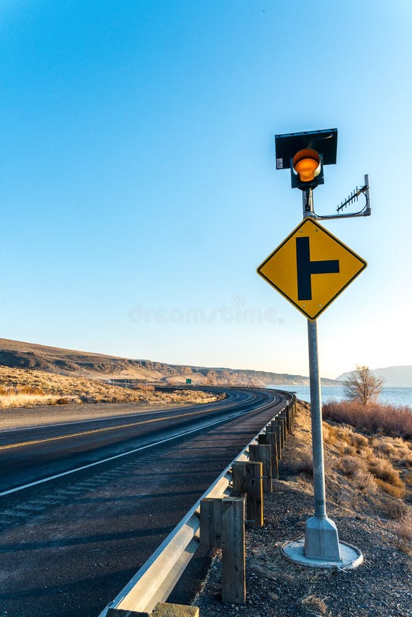 Beautiful Road Near by Columbia River in Winter Season ,WA Stock Image