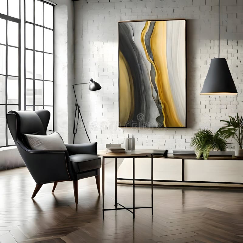 Beautiful room interior - image stock illustration.