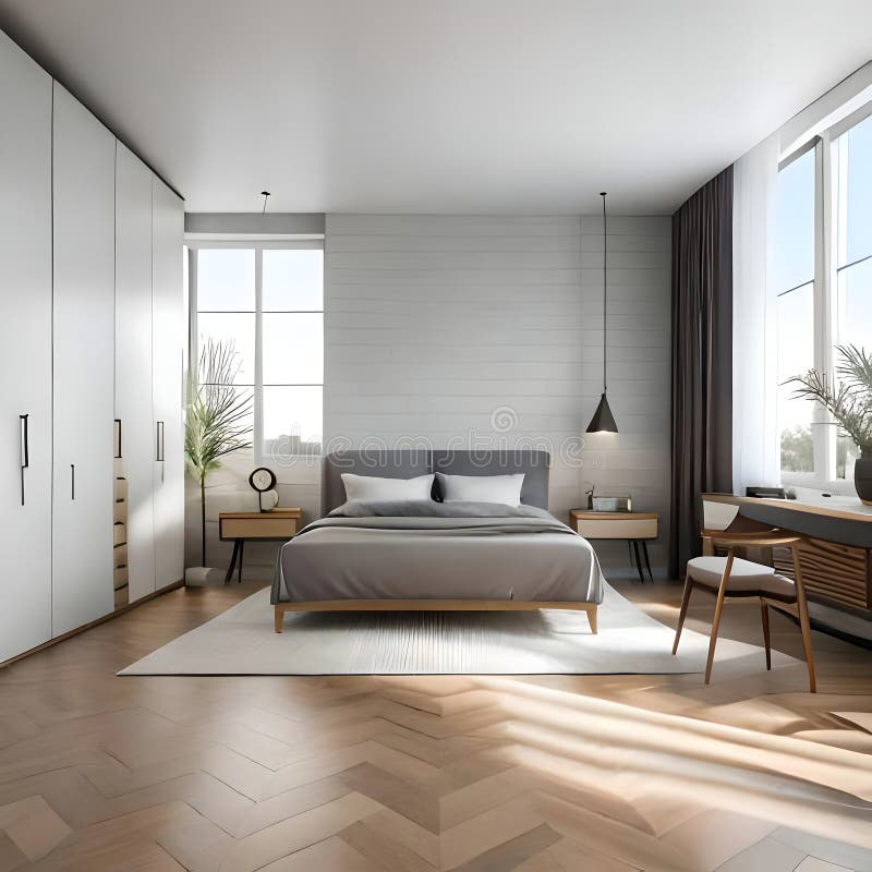 Beautiful room interior - image vector illustration.