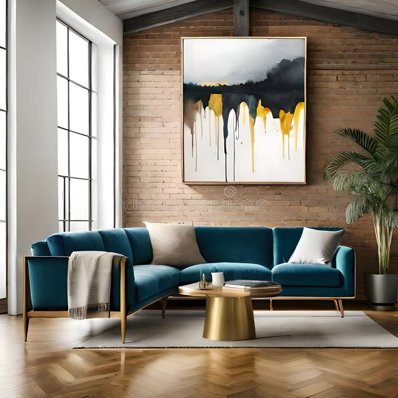 Beautiful room interior - image stock illustration.