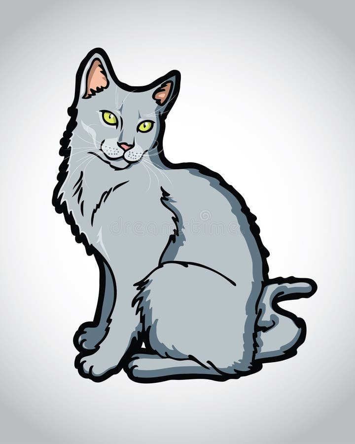 Cartoon Illustration Siamese Cat Korat Cat Stock Vector (Royalty