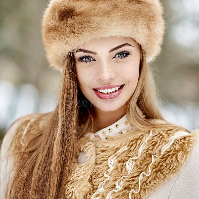 Amazing Beautiful Russian Winter Girl Portrait Stock Photo - Image of ...