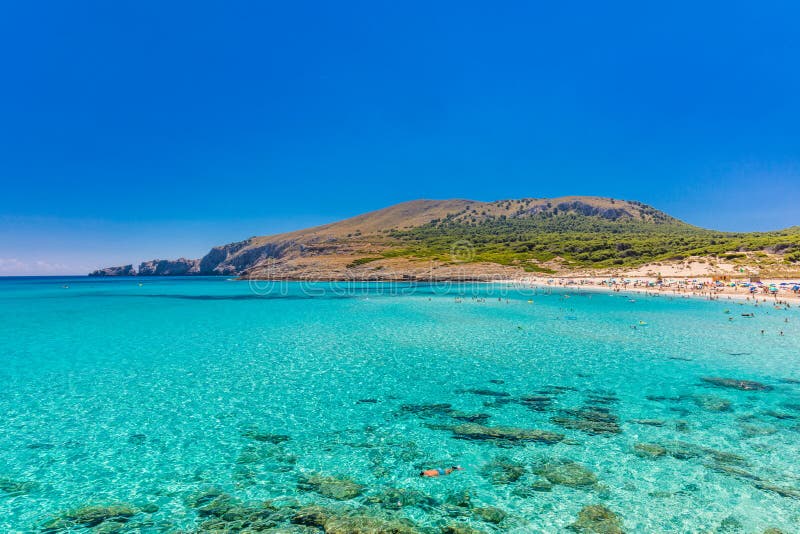 Beautiful sandy beach of Cala Mesquida, Mallorca, Balearic islands, Spain. Beautiful sandy beach of Cala Mesquida, Mallorca, Mediterranean Sea, Balearic islands royalty free stock photo Beautiful sandy beach of Cala Mesquida, Mallorca, Balearic islands, Spain. Beautiful sandy beach of Cala Mesquida, Mallorca, Mediterranean Sea, Balearic islands royalty free stock photo