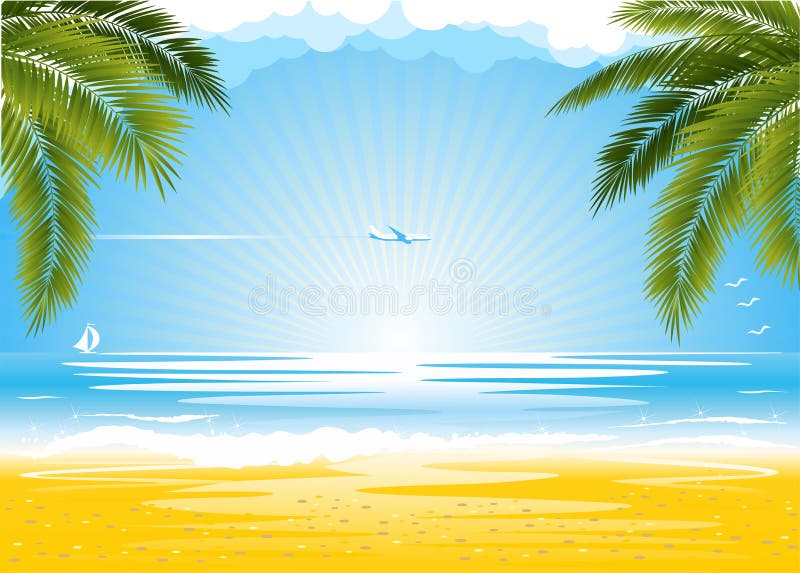 Summer Sea Beach Background Stock Vector - Illustration of background,  drawing: 185963394