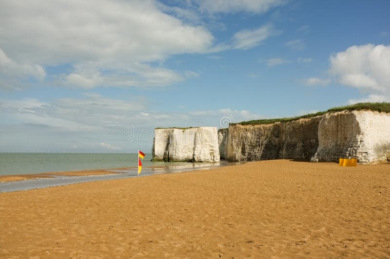 Beautiful Sandy Beach with White Cliffs in Kent Stock Image Image of