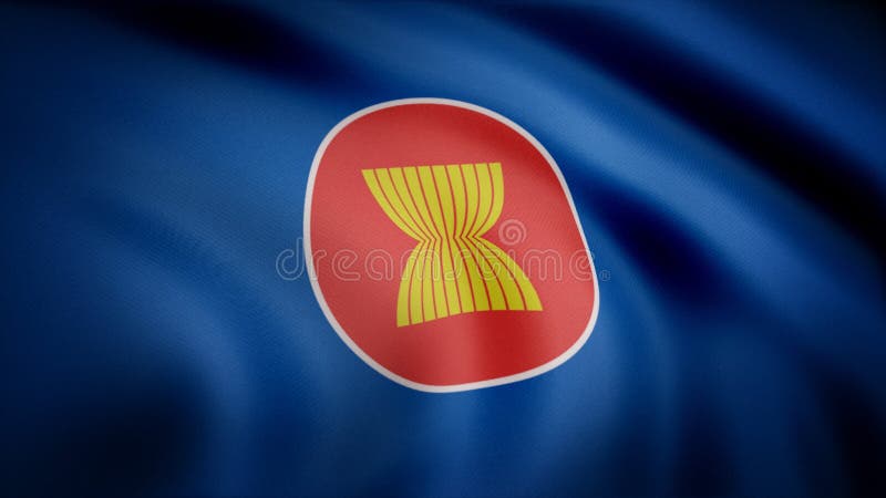 Beautiful satin finish looping flag animation of ASEAN. ASEAN Flag Close Up Realistic Animation Seamless Loop stock photo Beautiful satin finish looping flag animation of ASEAN. ASEAN Flag Close Up Realistic Animation Seamless Loop stock photo