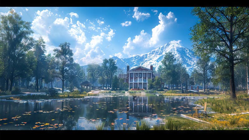 O scenă frumoasă dintr-un lac și munți stock images