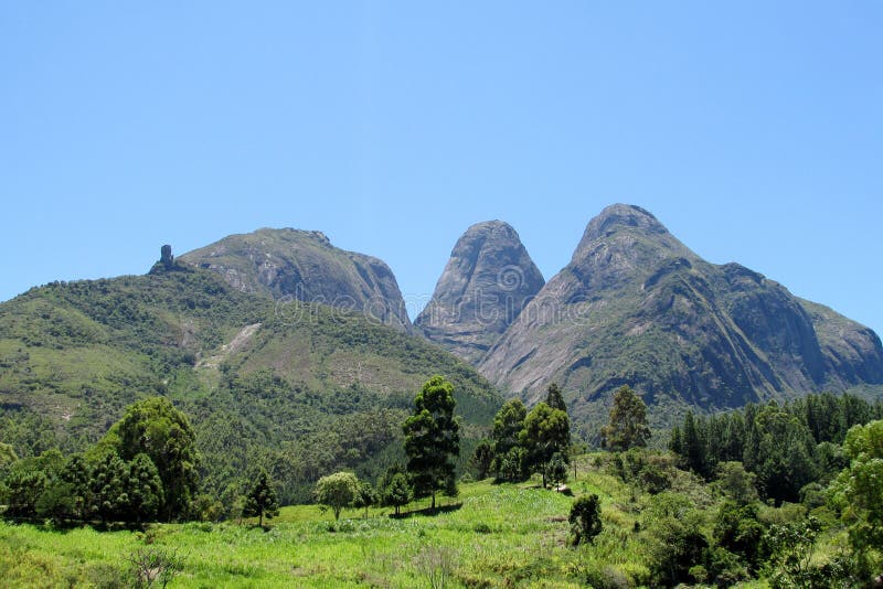 Beautiful scenery of green forest and smooth rocks