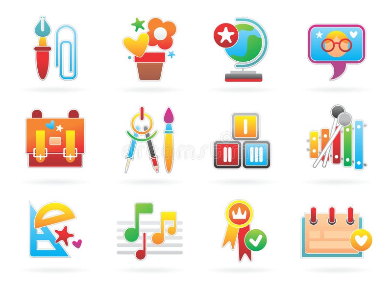 Beautiful school icons royalty free illustration
