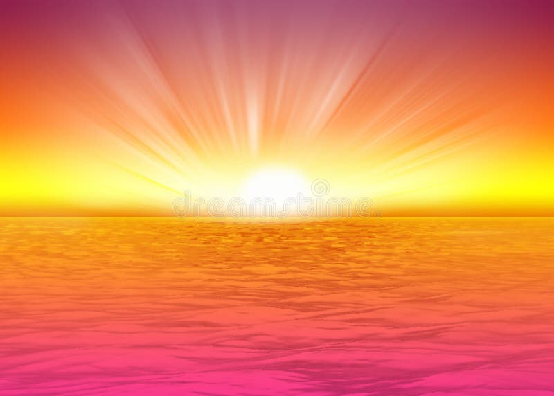 Beautiful Sea Background Rising Sun Stock Illustration - Illustration of  peace, ocean: 14321009