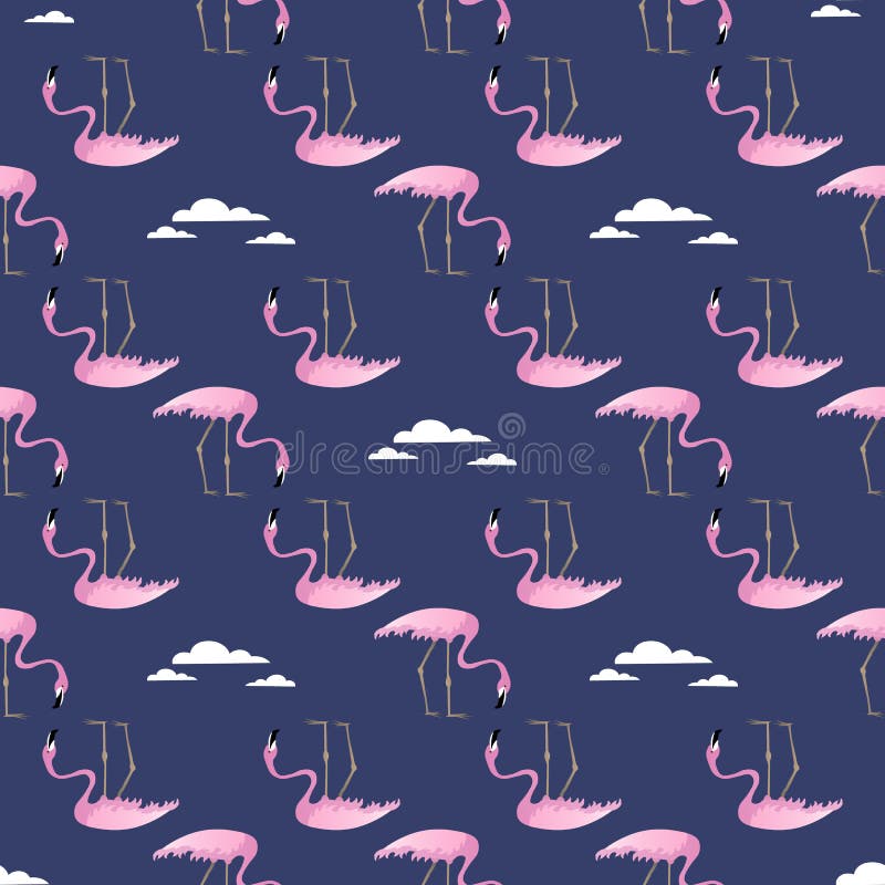 Beautiful seamless pattern of pink flamingos and clouds royalty free illustration Beautiful seamless pattern of pink flamingos and clouds royalty free illustration