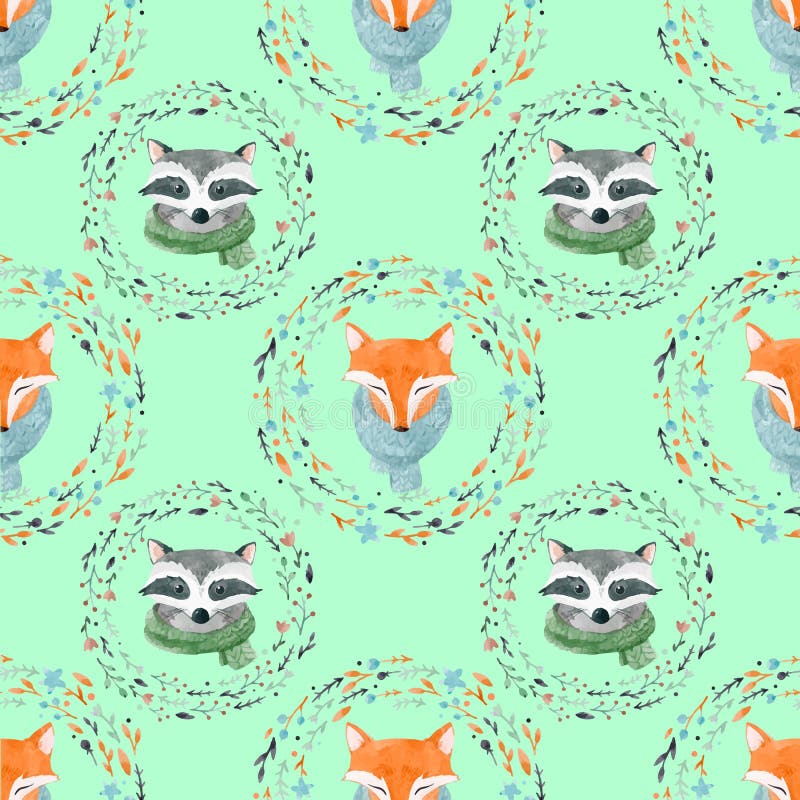 Download Watercolor Cute Animal Vector Pattern Stock Vector - Illustration of imagination, illustration ...