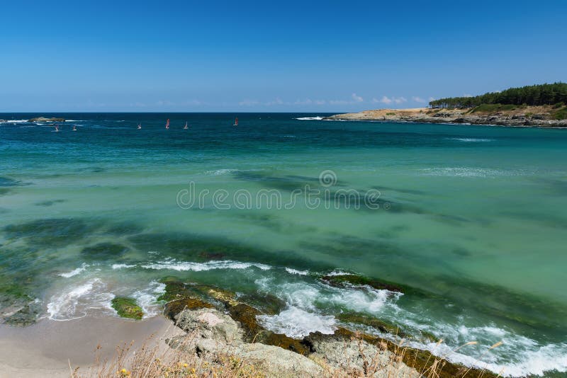 Beautiful seascape of the Black Sea coast near Tsarevo, Bulgaria. Arapya bay