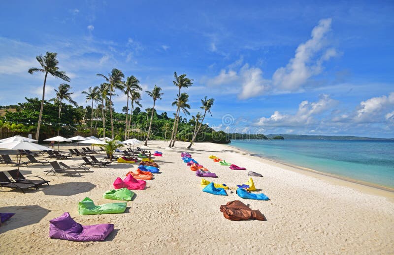 Éste es un hermoso separado privado Playa mucho de coco árboles después sigue de acuerdo claramente vistoso frijoles bolsas un paraguas sombra.